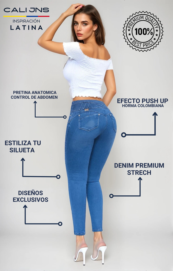 Jeans Levanta Pompa Cintura Alta 24036 Claro Premium