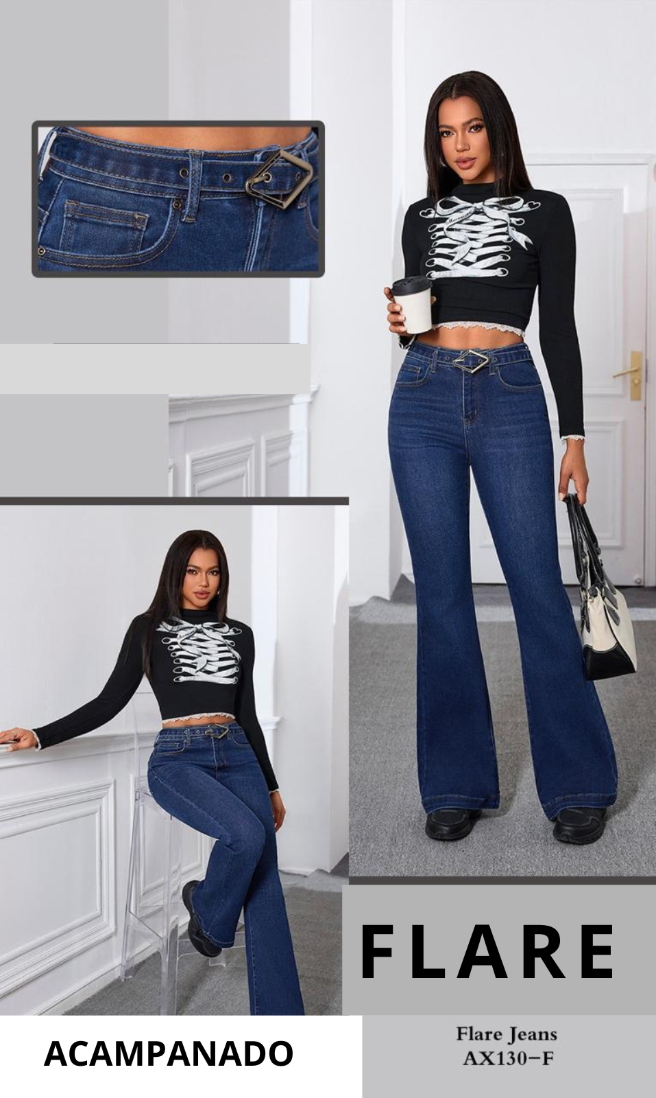 Jeans FlareAX130F Americano