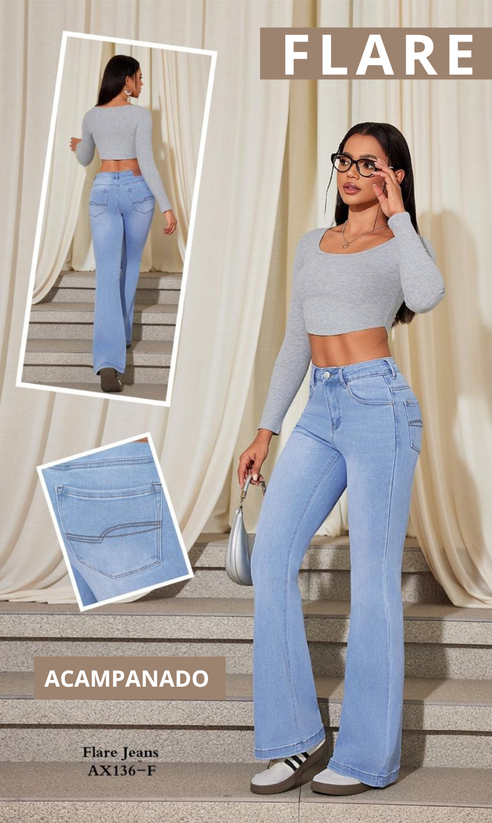 Jeans media campana Claro AX136F