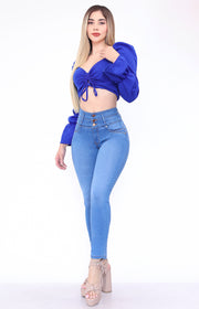 Jeans Levanta Pompa Samantha Claro