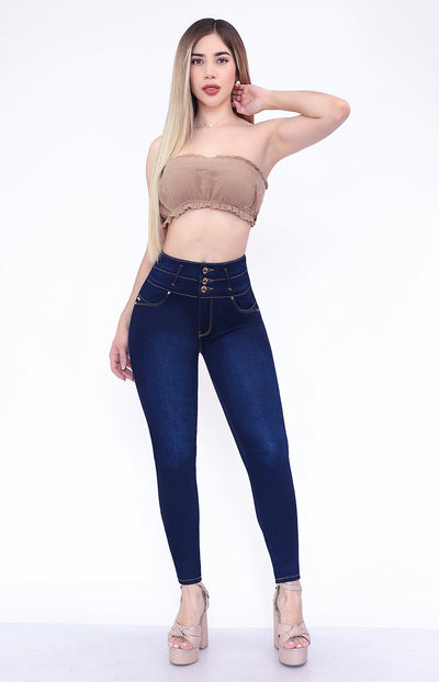 Jeans Levanta Pompa Samantha Oscuro