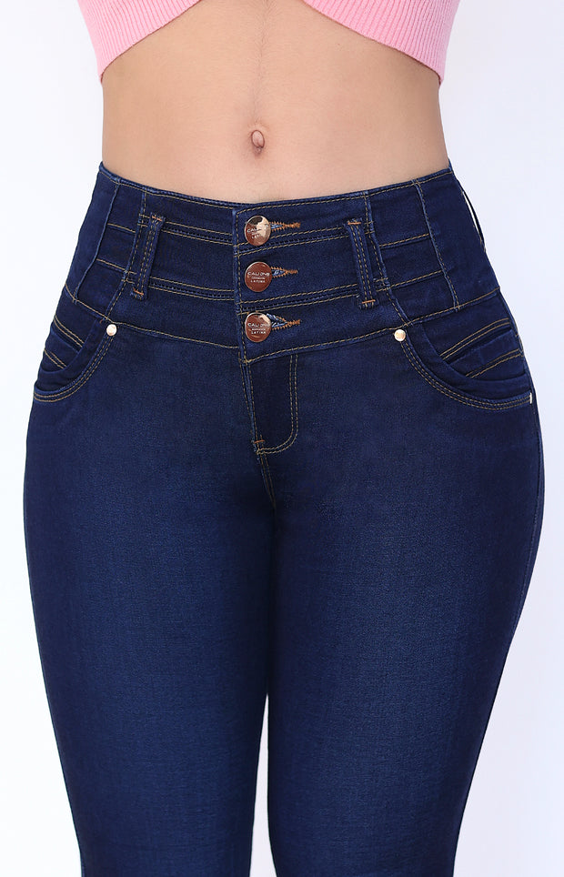 Jeans Levanta Pompa Cintura Alta 24027 Oscuro