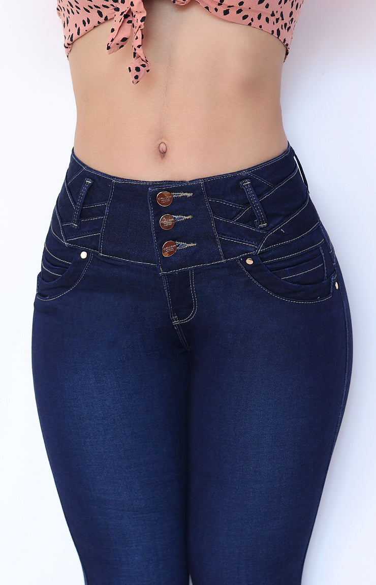 Jeans Levanta Pompa Cintura Alta 24037 Oscuro