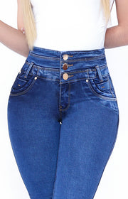 Jeans Levanta Pompa Cintura Alta Miranda Claro Premium