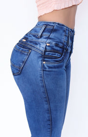 Jeans Levanta Pompa Cintura Alta 24027 Claro