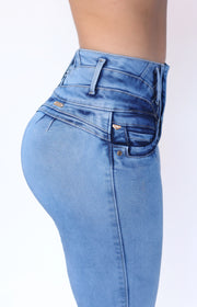 Jeans Levanta Pompa Cintura Alta 24037 claro