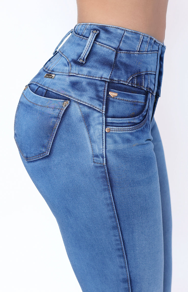 Jeans Levanta Pompa Cintura Alta 24017 Claro