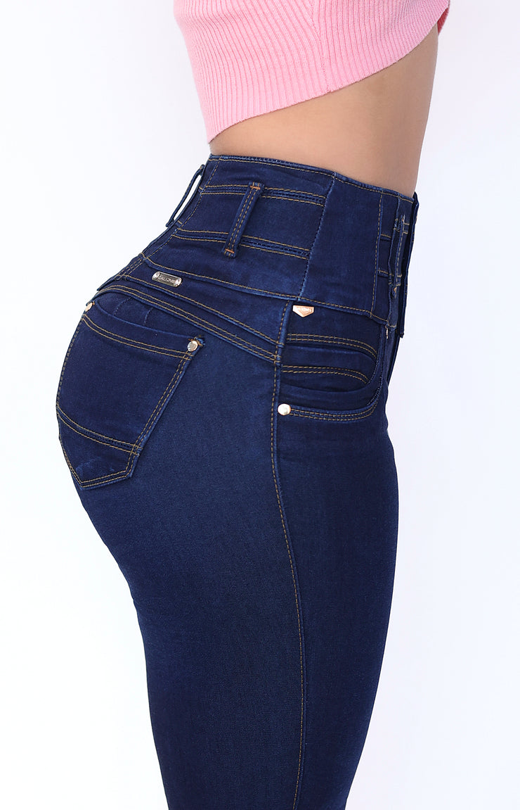 Jeans Levanta Pompa Cintura Alta 24027 Oscuro