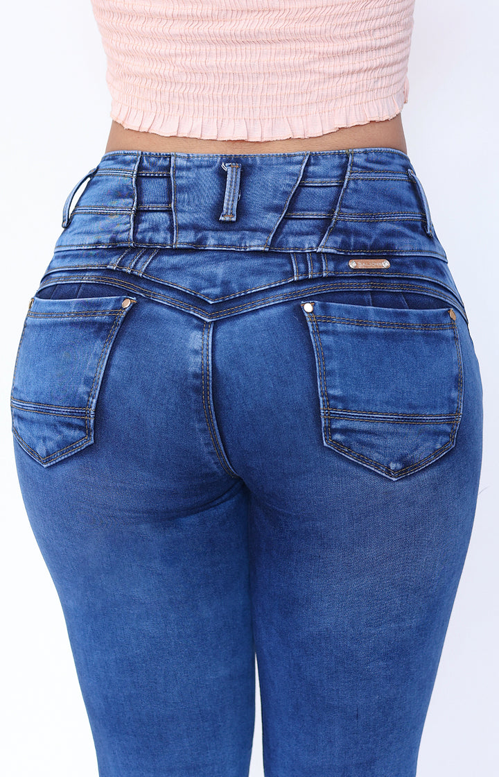 Jeans Levanta Pompa Cintura Alta 24027 Claro