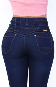 Jeans Levanta Pompa Cintura Alta 24027 Oscuro