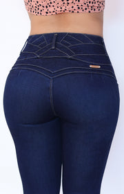 Jeans Levanta Pompa Cintura Alta 24037 Oscuro