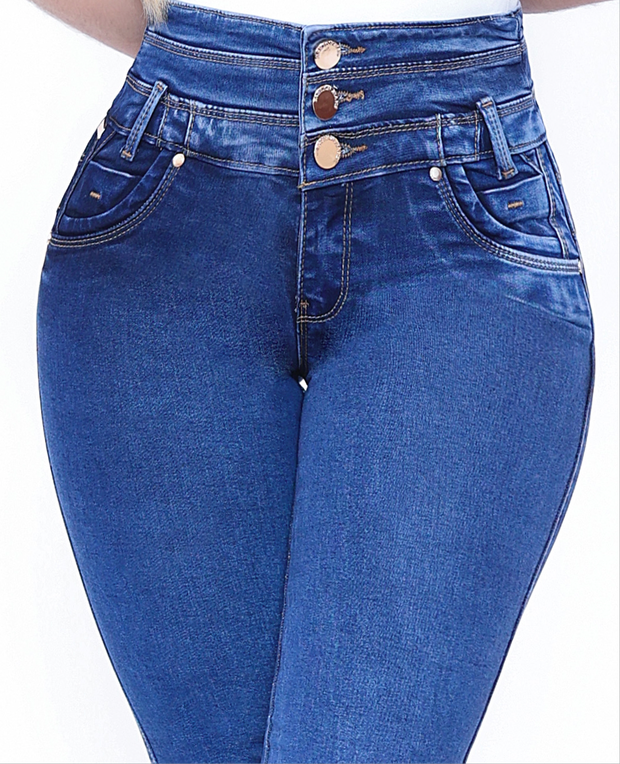 Jeans Levanta Pompa Cintura Alta Miranda Claro Premium