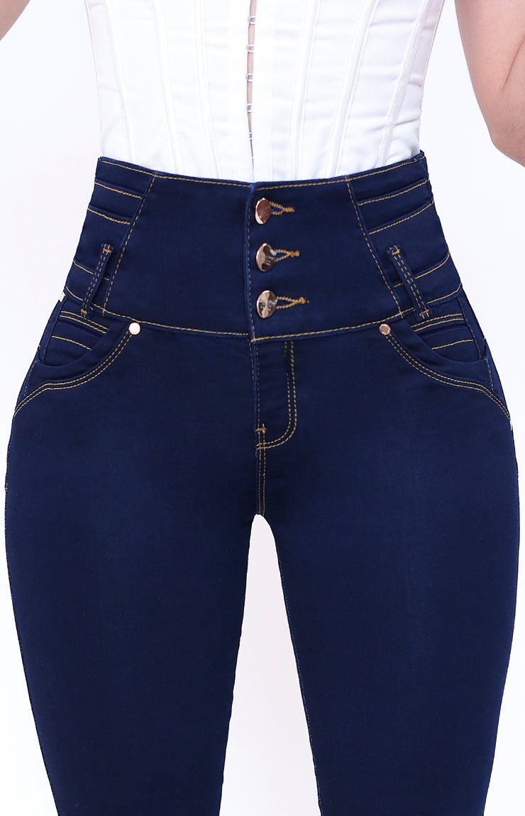 Jeans Levanta Pompa Cintura Alta 24014 Oscuro