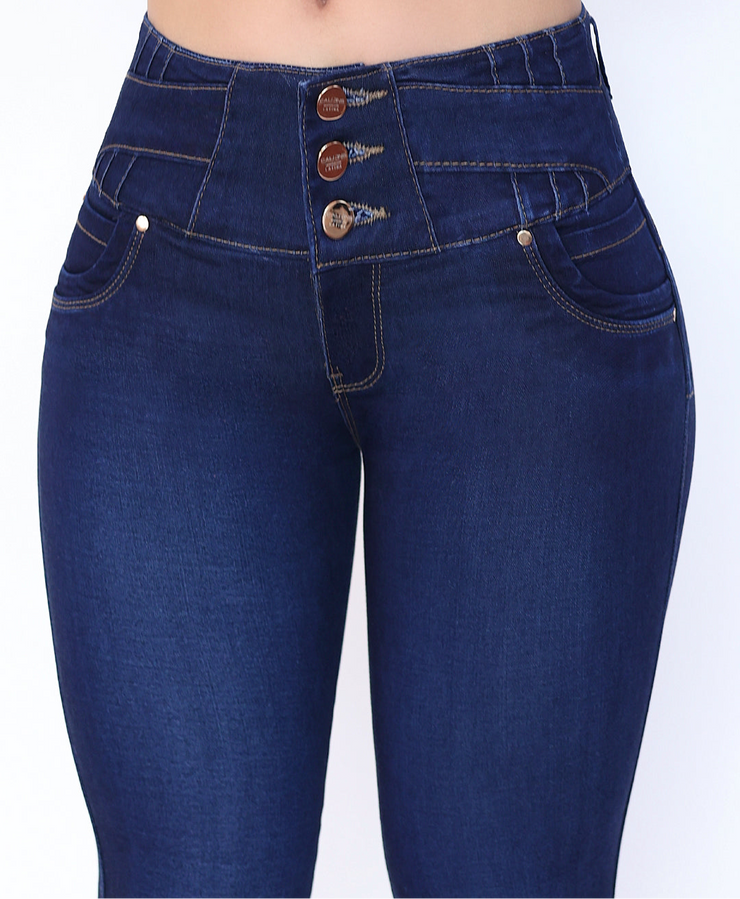 Jeans Levanta Pompa Cintura Alta 24017 oscuro