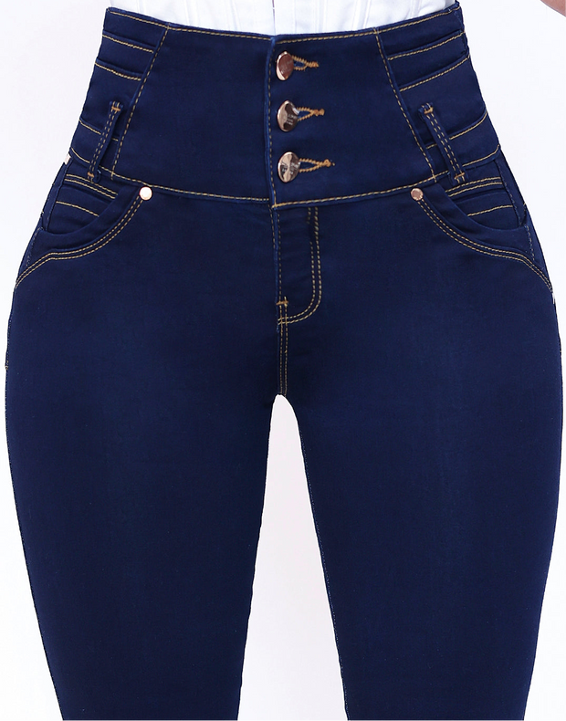 Jeans Levanta Pompa Cintura Alta 24014 Oscuro