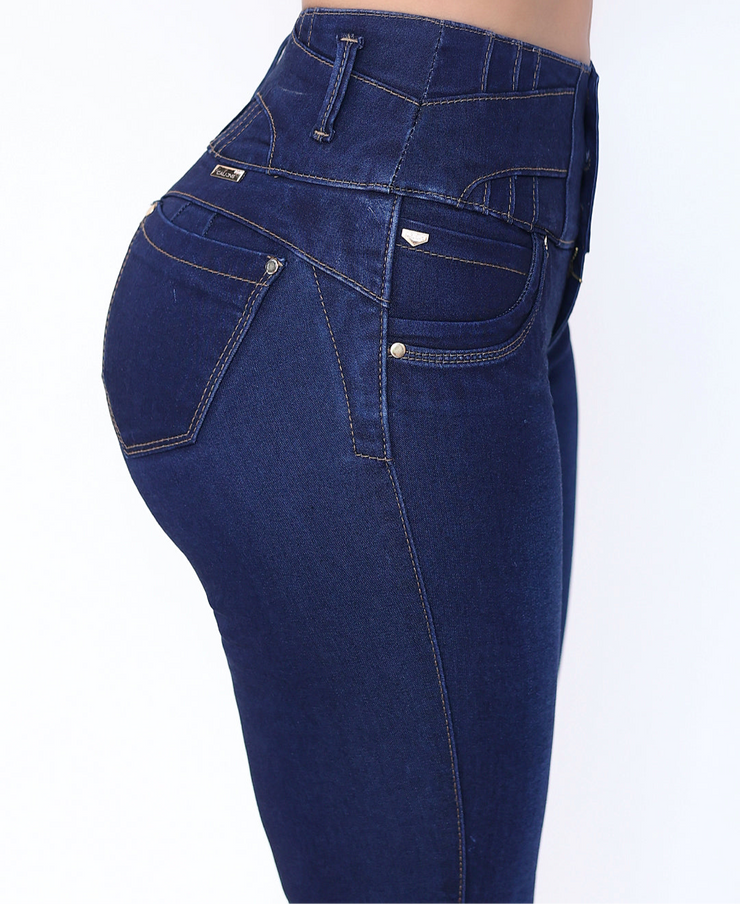 Jeans Levanta Pompa Cintura Alta 24017 oscuro