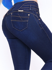 Jeans Levanta Pompa Cintura Alta 2305 Oscuro Premium