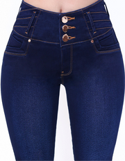 Jeans Levanta Pompa Carrie Oscuro Cintura Alta