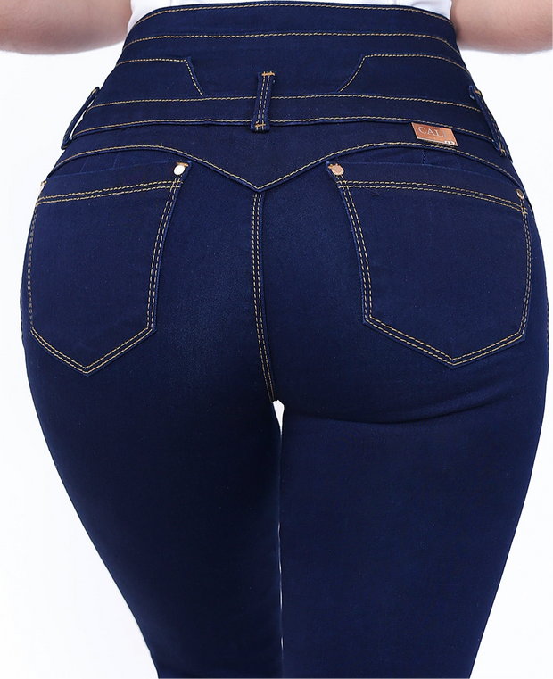 Jeans Levanta Pompa Cintura Alta 24014 Oscuro