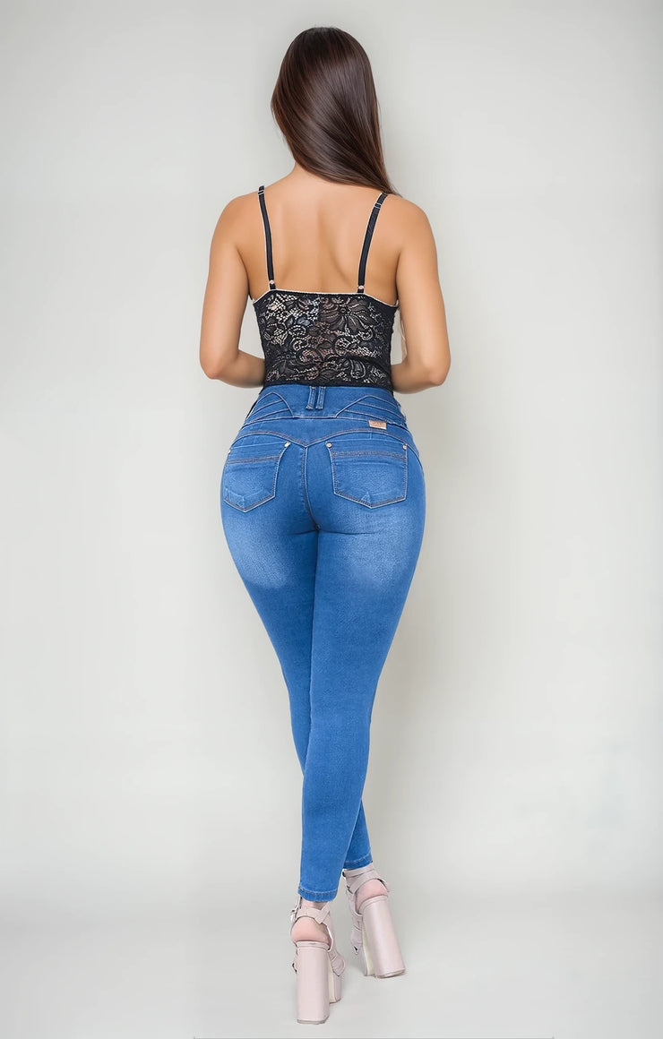 Jeans Levanta Pompa Carrie Claro Cintura Alta