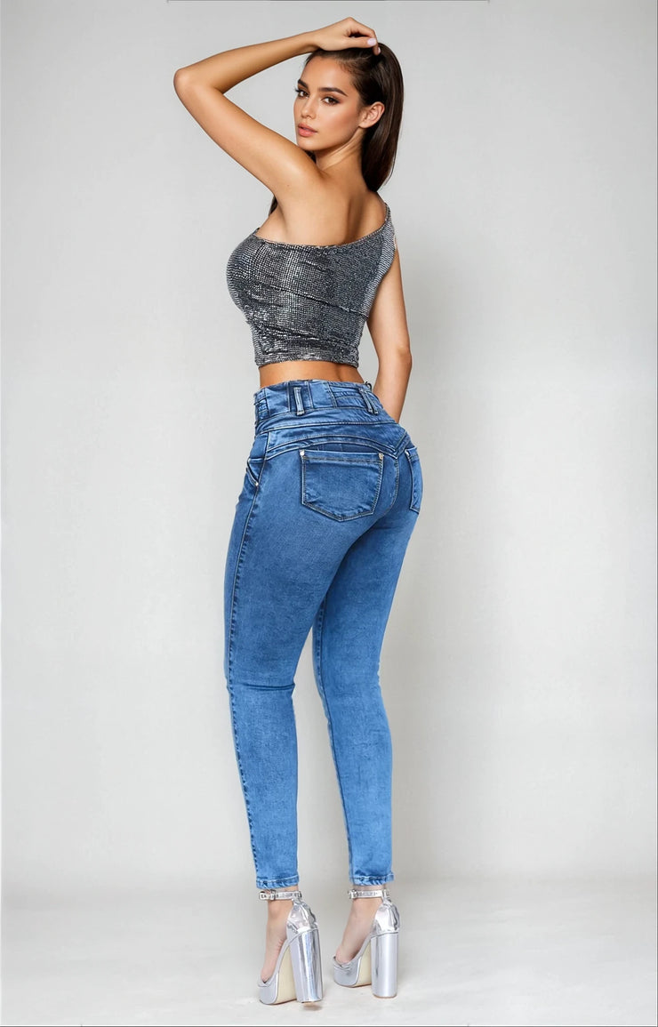 Jeans Levanta Pompa Cintura Alta 2304 Claro