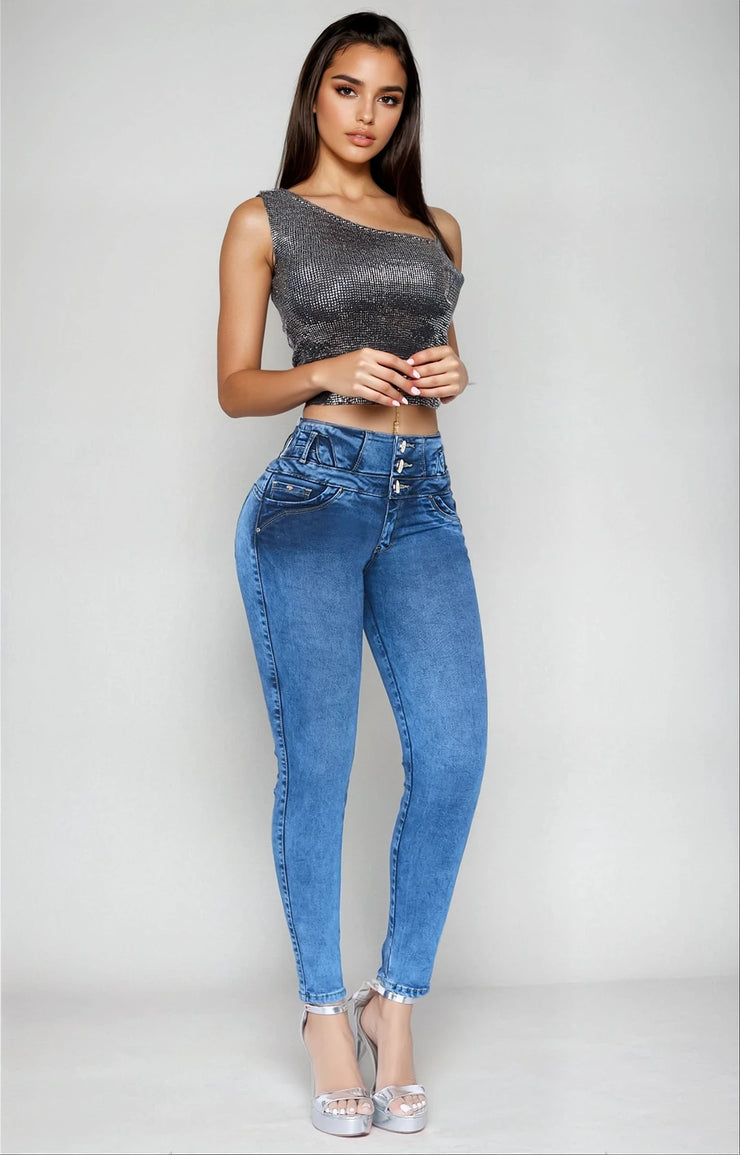 Jeans Levanta Pompa Cintura Alta 2304 Claro