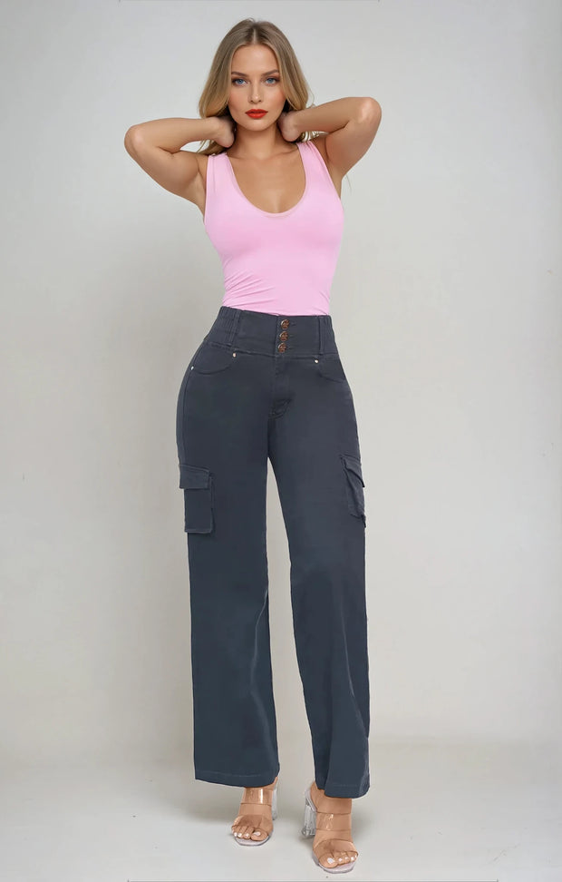 Pantalon Levanta Pompa CARGO GRIS con Bolsas