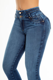 Jeans Levanta Pompa 284 Marca GOP Premium Cintura Alta Claro