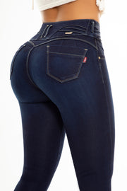 Jeans Levanta Pompa 292 Marca GOP Premium Cintura Alta Oscuro