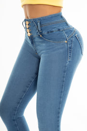 Jeans Levanta Pompa 296 Marca GOP Premium Cintura Alta Claro