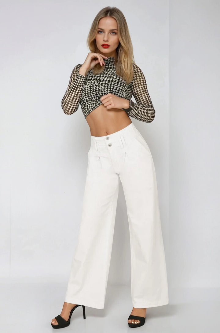 Pantalón Blanco Wide Leg con bolsas